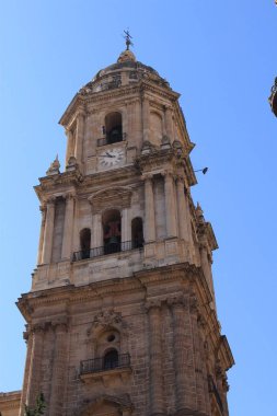 İspanya 'nın Endülüs kentindeki ünlü Malaga Katedrali manzarası.