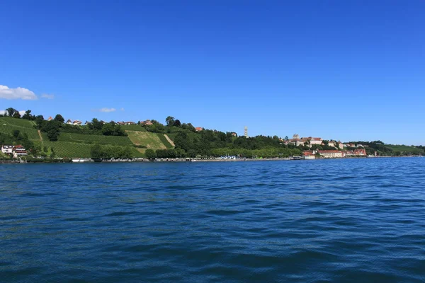 Meersburg Vista Cidade Tomada Barco Passageiros Lago Constança Levantou Âncora — Fotografia de Stock