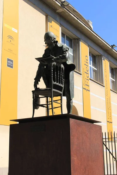 Sevilla Andalusien Spanien August 2017 Bronzene Wolfgang Amadeus Mozart Statue — Stockfoto