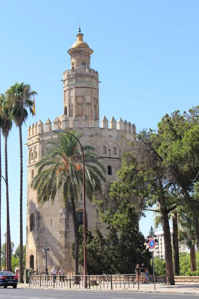 Seville Andalusia Spain August 2017 Tower Gold Torre Del Oro — Stock Photo, Image