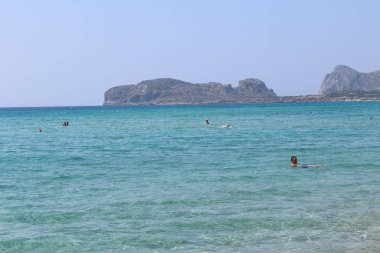 CHANIA, CRETE ISLAND, GREECE - JULY 31, 2016: A view of Falasarna Beach (or Phalasarna Beach) on the west coast of the island.