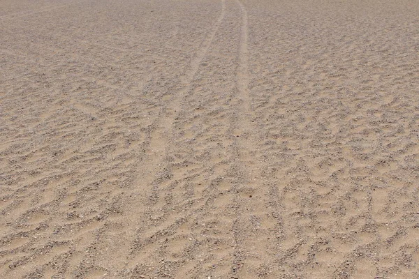 Ślady Opon Samochodowych Piasku Plaży — Zdjęcie stockowe