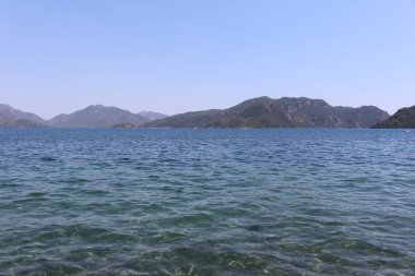 Marmaris, Mugla 'dan Keci Adası ve Yıldız Adası' nın güzel manzarası ve deniz manzarası. 