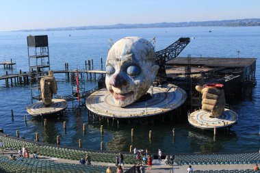 Bregenz, Vorarlberg, Avusturya - 15 Eylül 2019: Giuseppe Verdi 'nin bir sonraki operası 