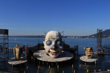 Bregenz, Vorarlberg, Avusturya - 15 Eylül 2019: Giuseppe Verdi 'nin bir sonraki operası 