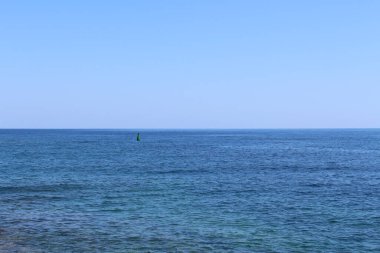 Blue Mediterranean sea horizon in a sunny day in Chania, Crete Island, Greece.