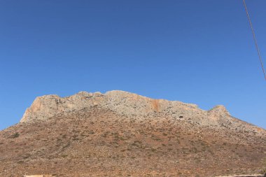 Barren mountain landscape at Stavros Beach in Chania, in Crete Island, Greece.