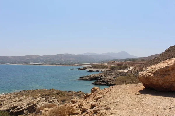 Blaues Mittelmeer Und Bucht Von Kissamos Aufgenommen Von Der Halbinsel — Stockfoto