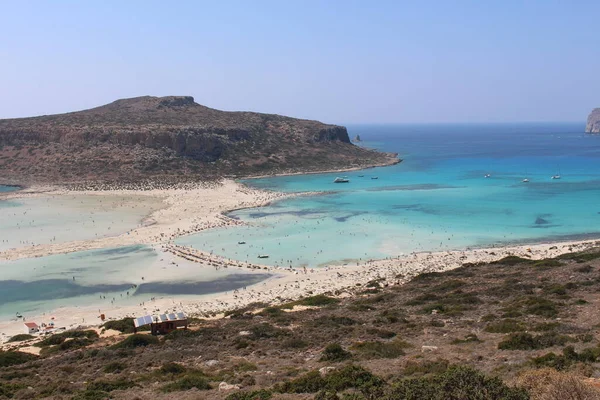 Krásný Výhled Modrou Lagunu Pláž Balos Ostrově Kréta Řecko — Stock fotografie