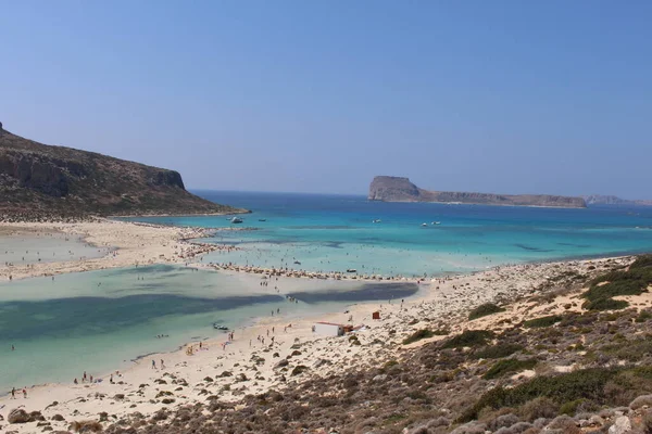 Ein Schöner Blick Auf Die Blaue Balos Lagune Und Den — Stockfoto