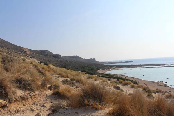 Krásný Výhled Modrou Lagunu Pláž Balos Ostrově Kréta Řecko — Stock fotografie