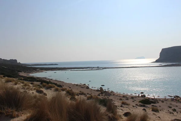 Ein Schöner Blick Auf Die Blaue Balos Lagune Und Den — Stockfoto