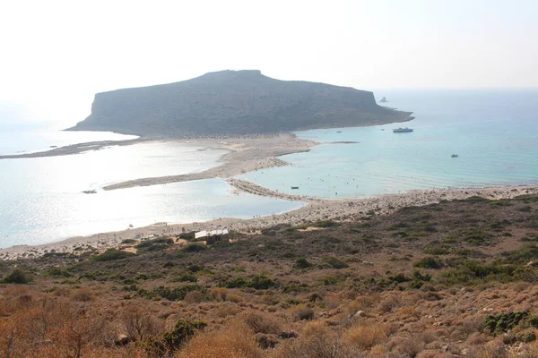 Ein Schöner Blick Auf Die Blaue Balos Lagune Und Den — Stockfoto