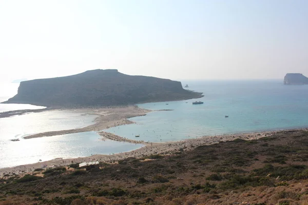 Una Splendida Vista Sulla Laguna Blu Balos Sulla Spiaggia Dell — Foto Stock