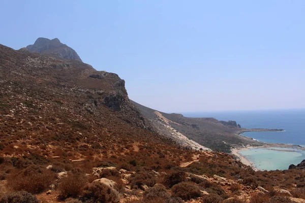 Ein Schöner Blick Auf Die Blaue Balos Lagune Und Den — Stockfoto