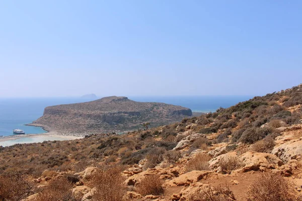 Ein Schöner Blick Auf Die Blaue Balos Lagune Und Den — Stockfoto