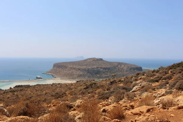 Ein Schöner Blick Auf Die Blaue Balos Lagune Und Den — Stockfoto