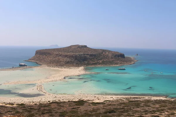 Een Prachtig Uitzicht Blauwe Balos Lagune Het Strand Kreta Griekenland — Stockfoto