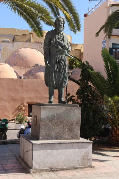 Chania Creta Isola Grecia Luglio 2016 Statua Del Capo Combattente — Foto Stock