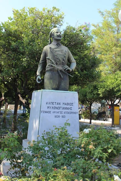 Chania Creta Isola Grecia Luglio 2016 Statua Del Capo Kapetan — Foto Stock