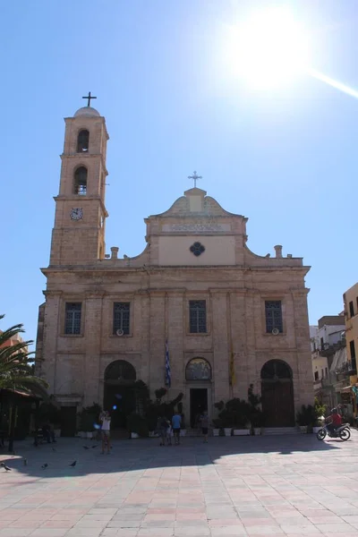 Chania Isla Creta Grecia Julio 2016 Vista Catedral Santísima Virgen — Foto de Stock