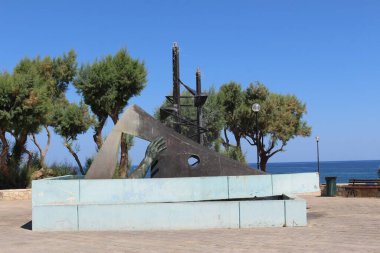 CHANIA, CRETE Adaları, GREECE - 26 Temmuz 2016: 1990 'da Talos Meydanı' nda dikilen 