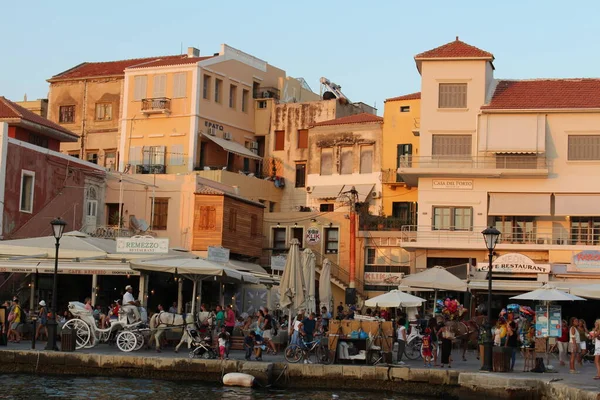 Chania Crete Island Greece July 2016 View Old Venetian Harbor Royalty Free Stock Photos