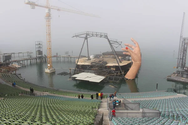 Bregenz Vorarlberg Áustria Fevereiro 2017 Estágio Teatro Livre Flutuante Construção — Fotografia de Stock