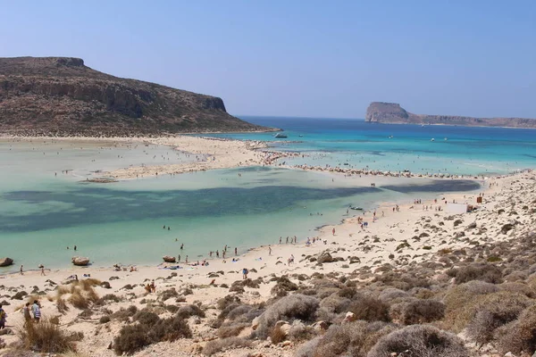 Ein Schöner Blick Auf Die Blaue Balos Lagune Und Den — Stockfoto