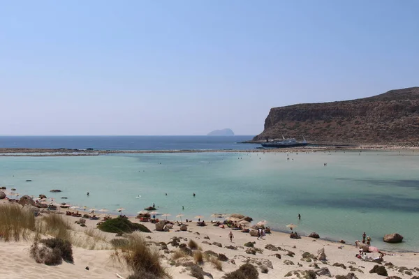 Uma Bela Vista Lagoa Azul Balos Praia Ilha Creta Grécia — Fotografia de Stock