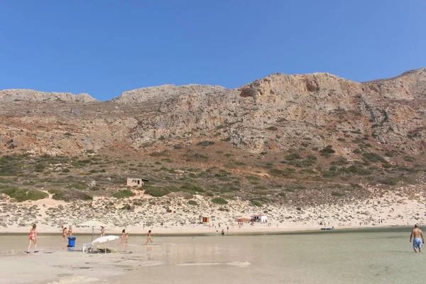 Ein Schöner Blick Auf Die Blaue Balos Lagune Und Den — Stockfoto