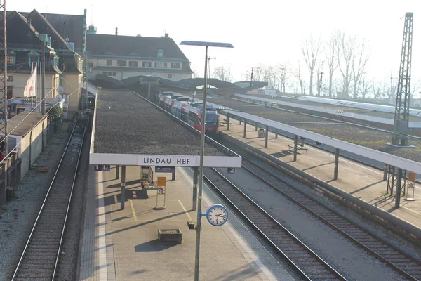 Isola Lindau Germania Dicembre 2016 Veduta Della Stazione Ferroviaria Principale — Foto Stock