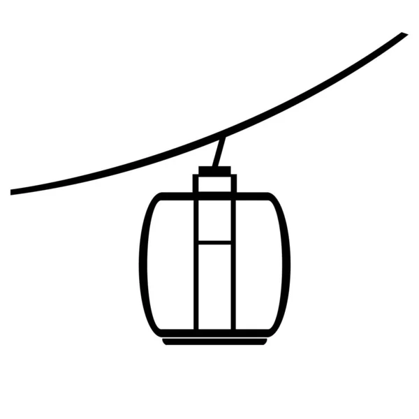 Símbolo Teleférico Simple Blanco Negro Eps10 Gráficos Vectoriales Ilustración — Vector de stock