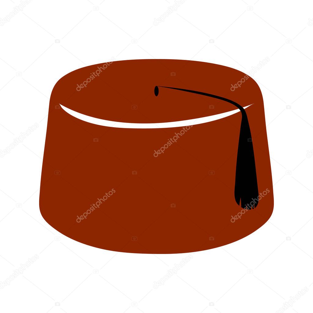 Isolated red Turkish fez (or tarboosh) with a black tassel on it - Eps10 vector graphics and illustration