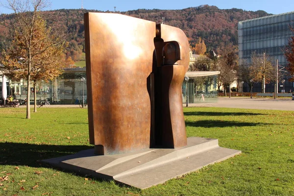 Bregenz Austria November 2015 Bronze Granite Sculpture Hommage Brigantium Homage — Stock Photo, Image