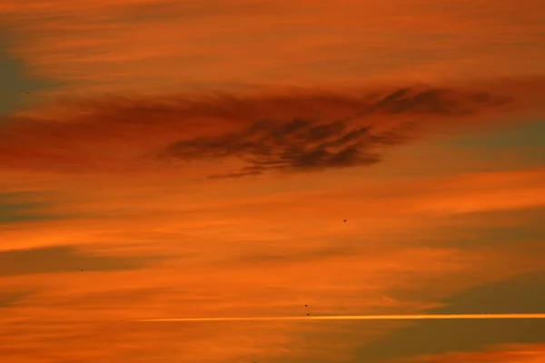 Ciel Rouge Nuageux Coucher Soleil Bregenz Autriche — Photo