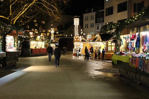 Bregenz Rakousko 2015 Pohled Vánočního Trhu Kornmarktstrasse — Stock fotografie