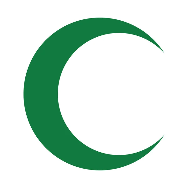 Símbolo Lua Crescente Verde Isolado Eps10 Gráficos Vetoriais Ilustração — Vetor de Stock