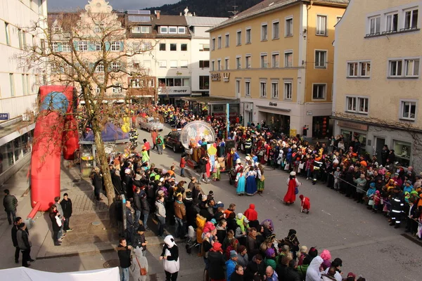 Bregenz Vorarlberg Austria Febrero 2016 Desfile Anual Tradicional Carnaval Fasching — Foto de Stock