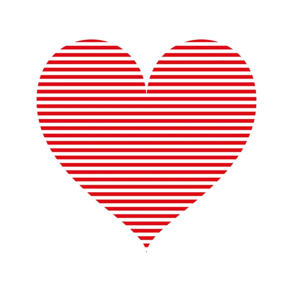 Símbolo Coração Vermelho Isolado Com Linhas Horizontais Sobre Fundo Branco — Vetor de Stock