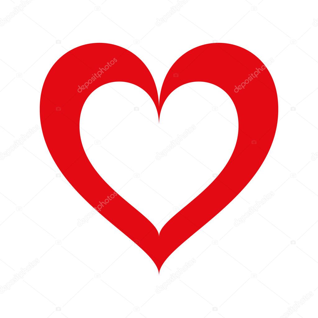 Isolated heart symbol with a red outline on a white background - Eps10 vector graphics and illustration