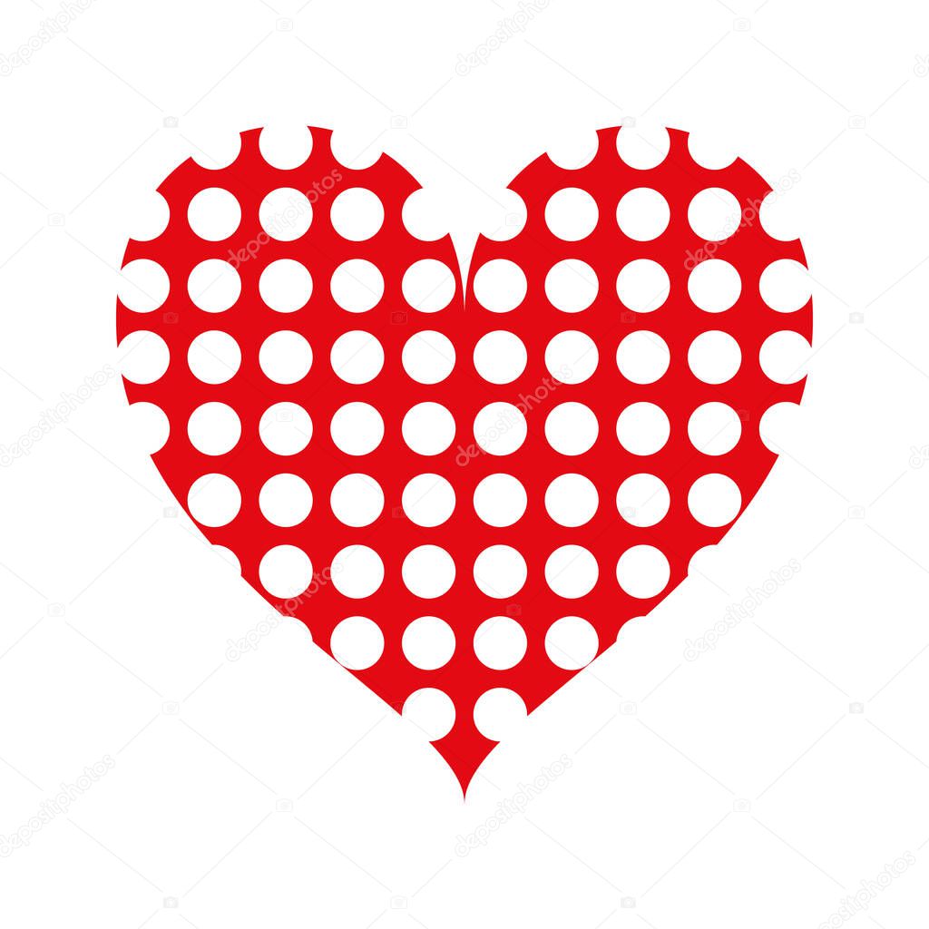 Isolated red heart symbol with white circles on a white background - Eps10 vector graphics and illustration