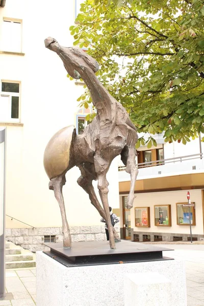 Vaduz Liechtenstein Augus4 Bronze Horse Sculpture Vaduz 2015 Staedtle Street — 스톡 사진