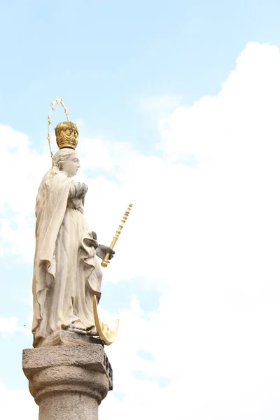 Statue Historique Vierge Marie Avec Lune Étoiles Érigée 1827 Sur — Photo