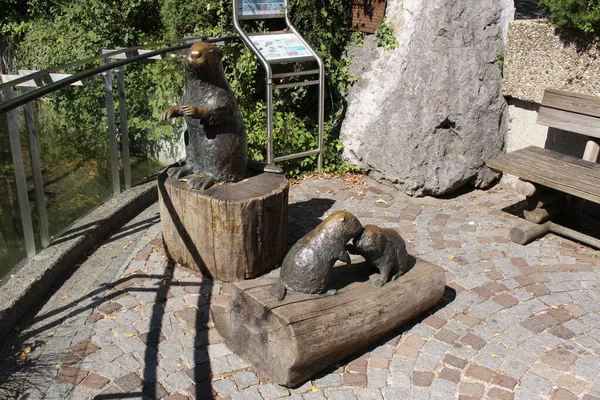 Innsbruck Austria August 2015 European Beaver Sculp Castor Fiber Entrance — 图库照片