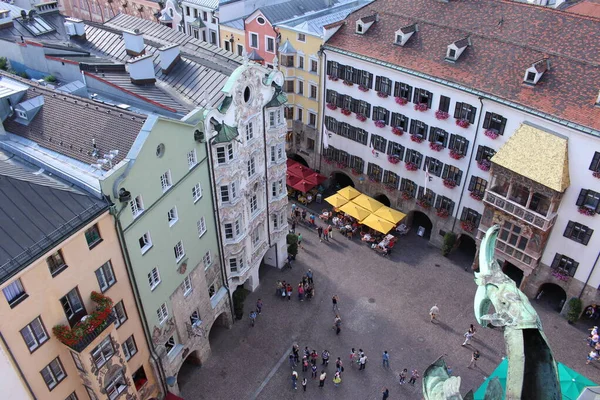 Widok Lotu Ptaka Innsbruck Golden Roof Goldenes Dachl Stare Miasto — Zdjęcie stockowe