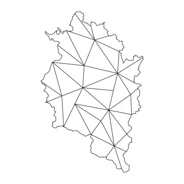 Avusturya 'daki Vorarlberg eyaletinin haritası beyaz zemin üzerinde izole edilmiş üçgenlerle dolu - Eps10 vektör grafikleri ve illüstrasyonu