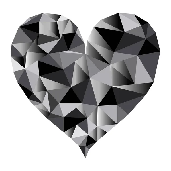 Corazón Poligonal Aislado Tonos Negros Eps10 Gráficos Vectoriales Ilustración — Vector de stock
