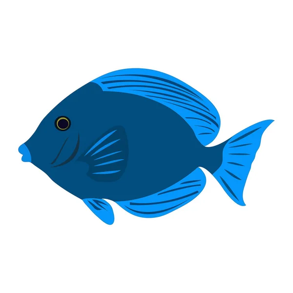 Isolated Colorful Atlantic Blue Tang Fish Blue Doctorfish Acanthurus Coeruleus — Stock Vector