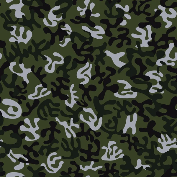 Patrón Camuflaje Militar Sin Costuras Verde Oscuro Negro Gris Para — Vector de stock